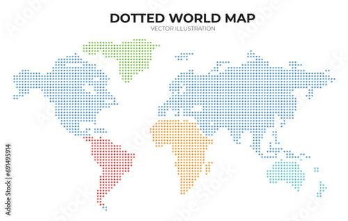 Dotted world map. Vector design illustration. Vector dotted world map.
