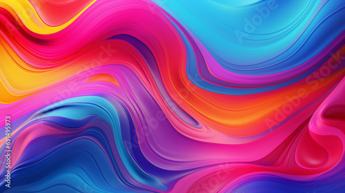 vibrant  and colorful retro abstract background. Blue magenta yellow liquid paint flow. photo