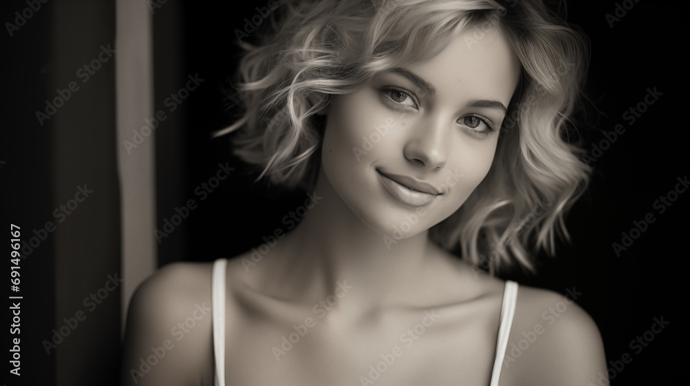 Blonde beauty. Young blonde woman natural portrait. AI generative Blonde beauty. Young blonde woman natural portrait. AI generative