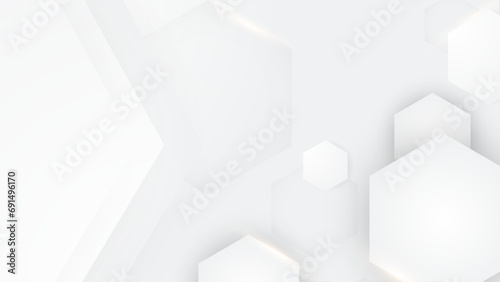 Fototapeta Naklejka Na Ścianę i Meble -  White minimal geometric shape abstract background. Minimal geometric design for cover, poster, banner, brochure, header, presentation, web, flyer