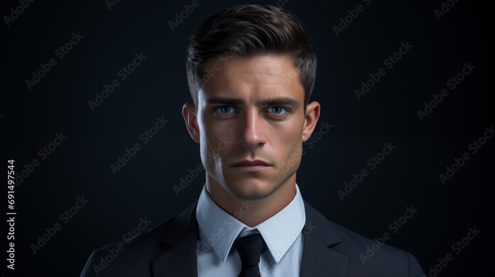 Handsome man studio portrait. Confident serious look. AI generated Handsome man studio portrait. Confident serious look. AI generated