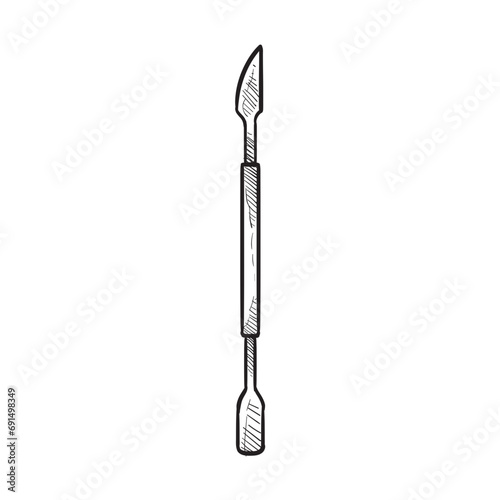 cuticle pusher handdrawn illustration