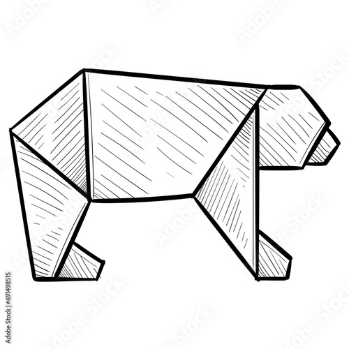 bear origami handdrawn illustration