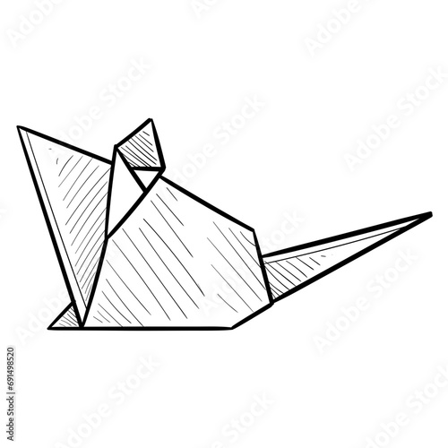 mouse origami handdrawn illustration