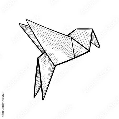 bird origami handdrawn illustration