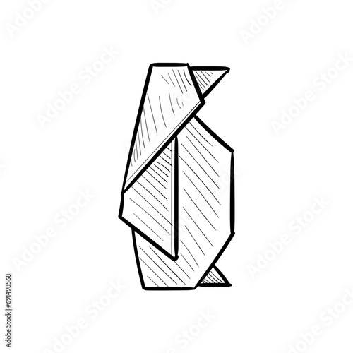 penguin origami handdrawn illustration