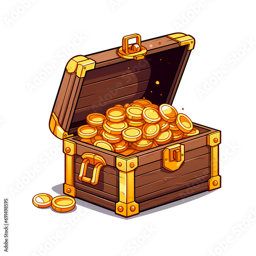 gold coin in treasure chest 