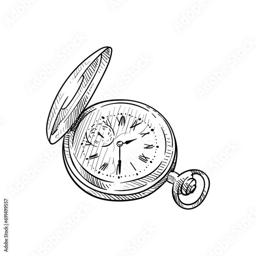 pocket watch handdrawn illustration