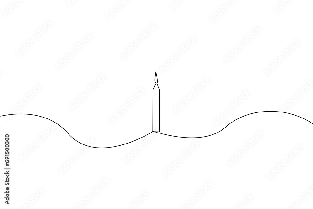 Single continuous line drawing of a candle