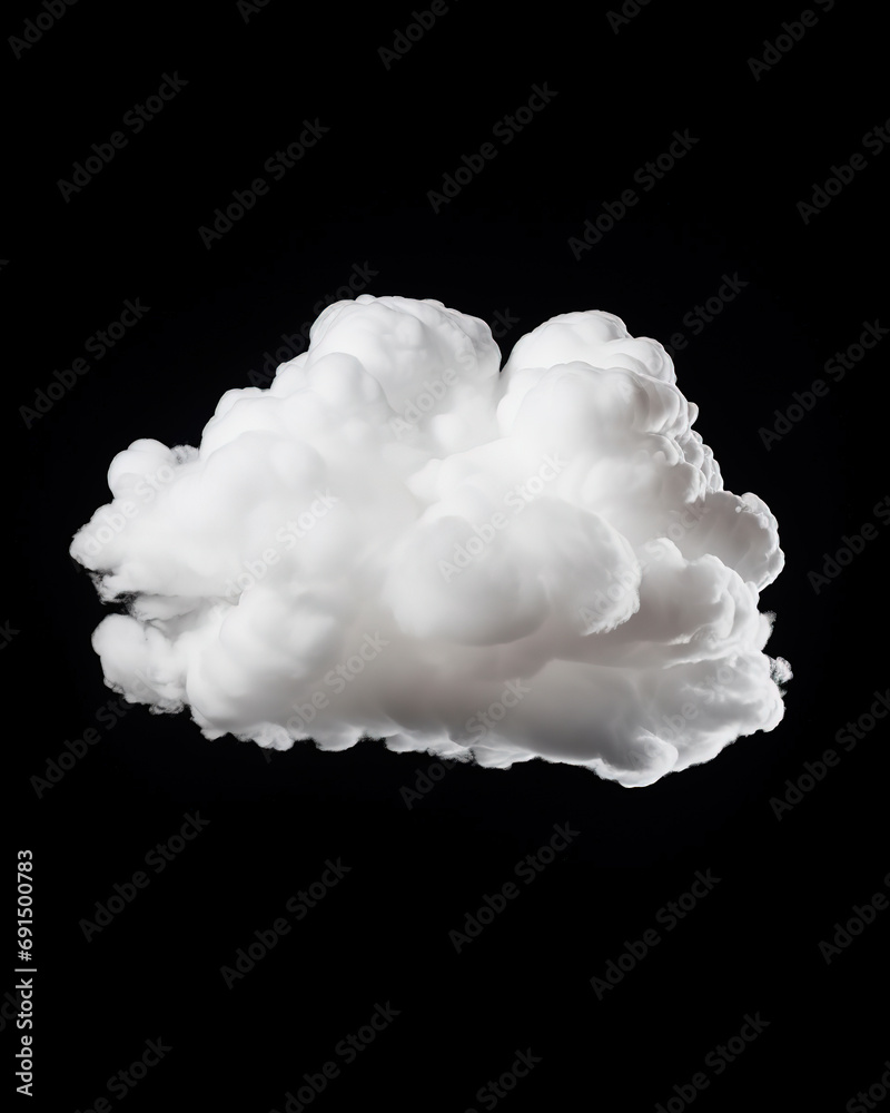 Single white cloud on black background, generative ai Stock ...