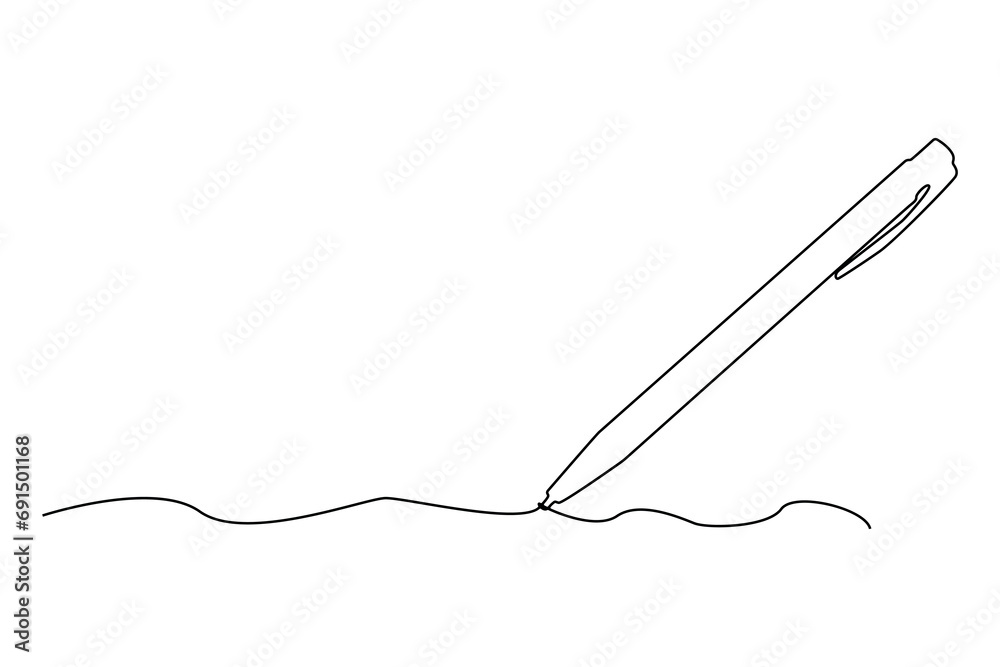 One continuous line drawing of a pen One continuous line drawing of a pen