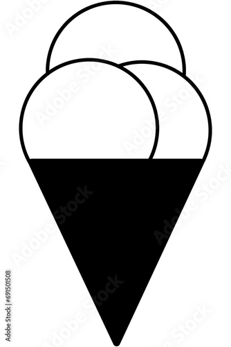 Icono de cono de helado de tres bochas sin fondo