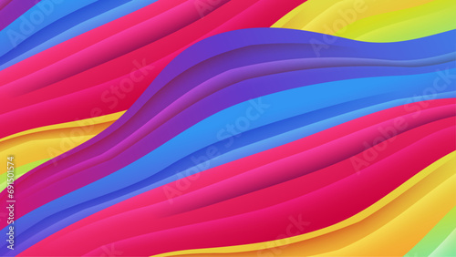 Colorful colourful vector illustration abstract background with wavy shapes. Dynamic colour gradation design for poster, banner, flyer, magazine, cover, brochure, festival