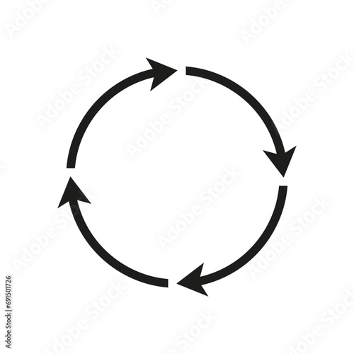 Semicircular arrows rotate. Following each other in a circle. Vector symbol.