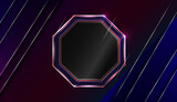 Dark red blue Background with shiny Abstract Hexagons and sparkling light rays. Abstract technology horizontal concept.
