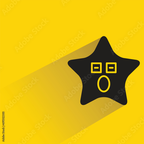 amazed star emoji with shadow on yellow background