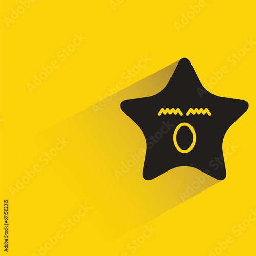 amazed star emoji with shadow on yellow background