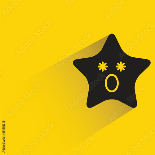 amazed star emoji with shadow on yellow background