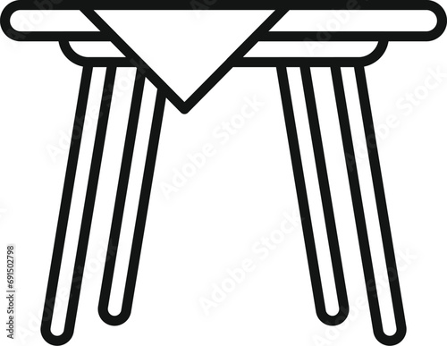 Picnic table icon outline vector. View top home. Chair deck metal