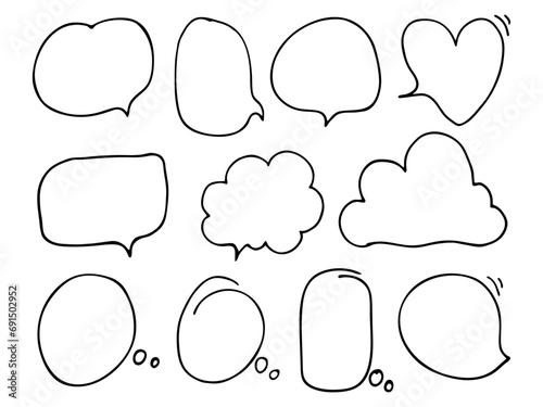 Collection of hand drawn text box doodle set