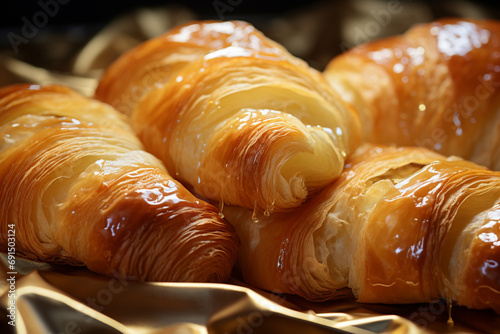 Croissant - Flaky, golden abstract curves suggesting buttery layers. photo
