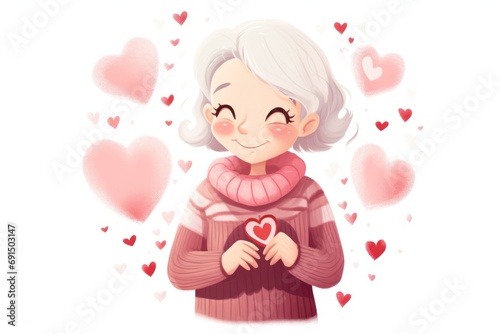 A woman's face is transformed into a living doll as she holds her heart in her hand, a mix of human emotion and anime style captured in a playful cartoon