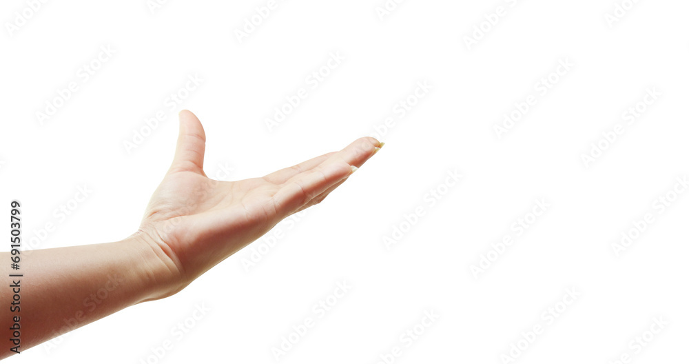 Hand young measuring invisible item Hand young measuring invisible item