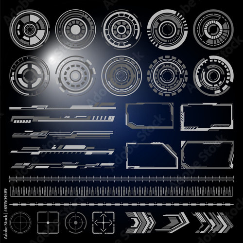 Set of HUD and infographic elements, futuristic user interface, vector illustration