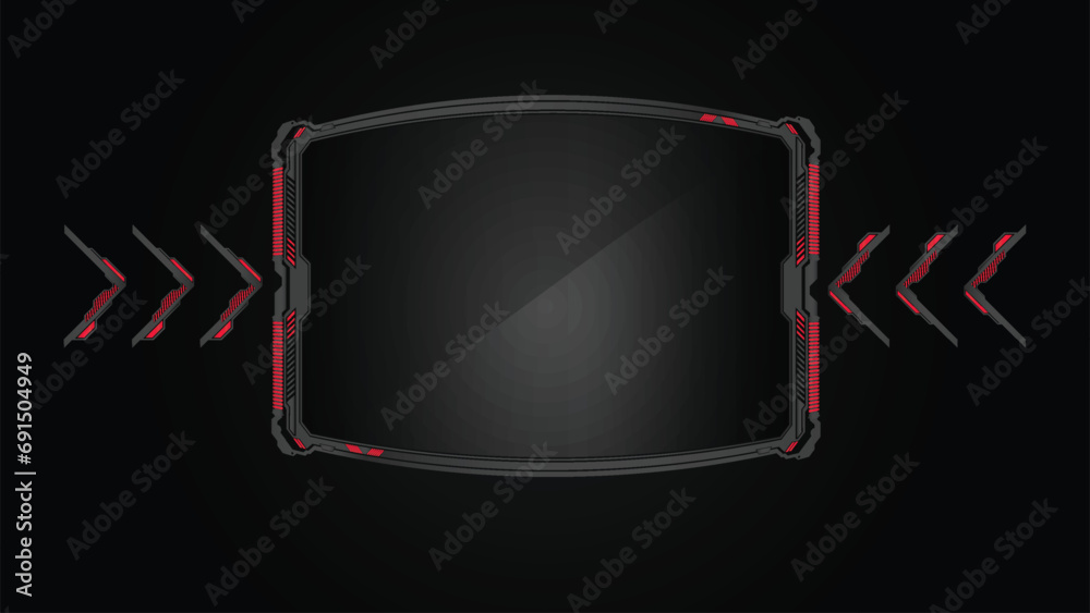 abstract black background of metallic red display futuristic sci fi hud square frame profile abstract black background of metallic red display futuristic sci fi hud square frame profile