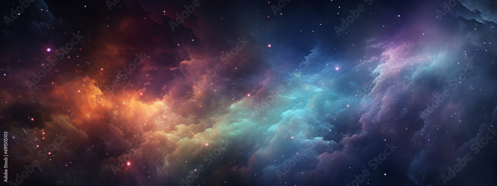 Cosmic Nebula and Starfield. Generative AI