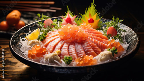 Japanese Sashimi Platter. Generative AI