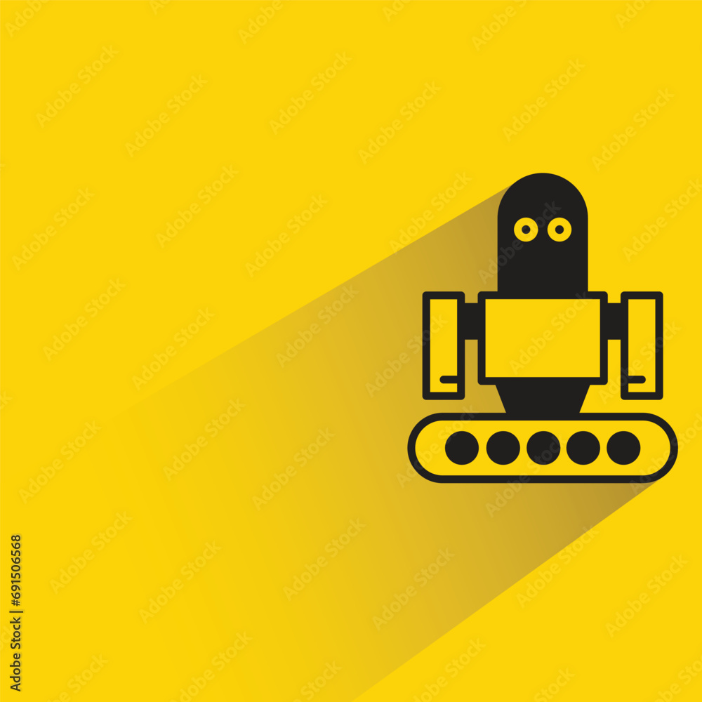 cute robot with shadow on yellow background cute robot with shadow on yellow background