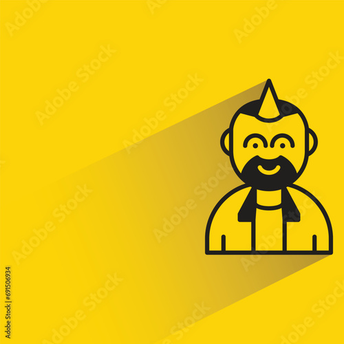 punk with shadow on yellow background