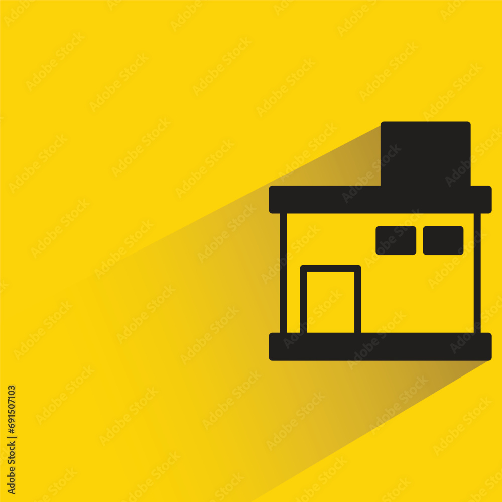 shop building with shadow on yellow background shop building with shadow on yellow background