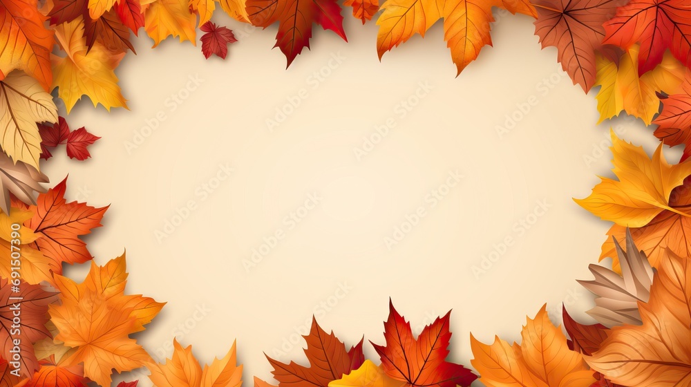 Autumn Frame: Maple Leaves on White Background Autumn Frame: Maple Leaves on White Background