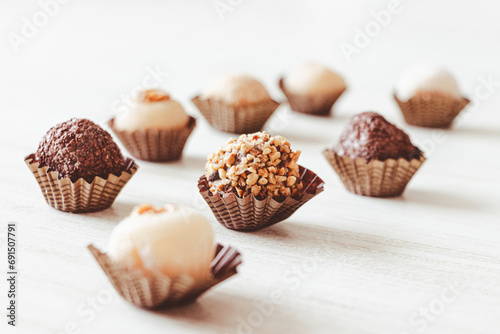 Brigadeiro candies - close up - White background