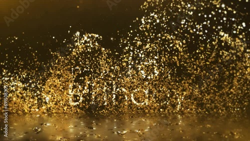Happy 18th birthday greeting with golden confetti, happy birthday greeting