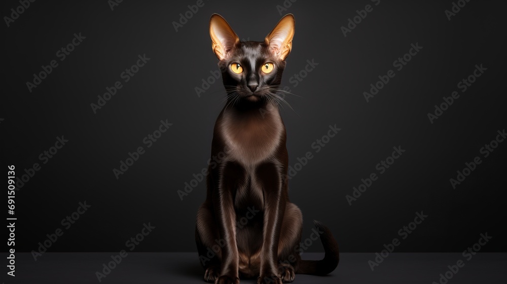 Elegance and Mystery. Majestic Brown Oriental Cat in a Stunning Visual Composition
