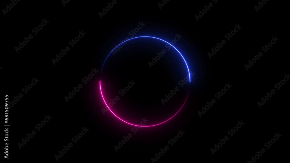 abstract beautiful loading blue color neon light circle background animation