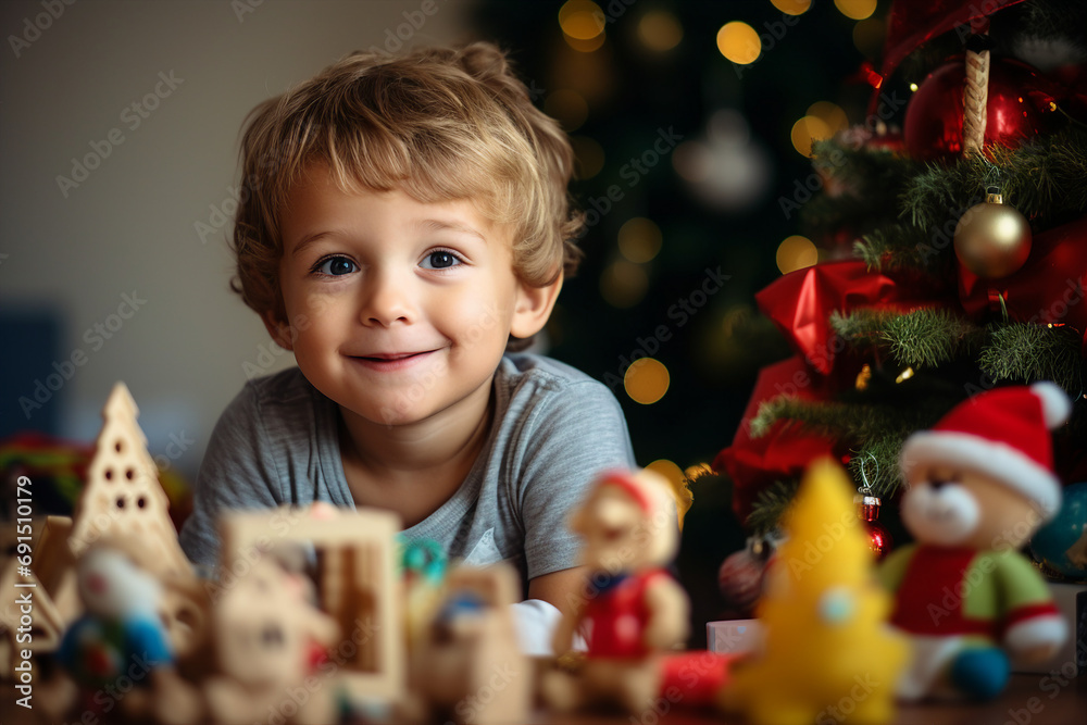 Generative ai portrait image of funny cute child waiting for new year celebration