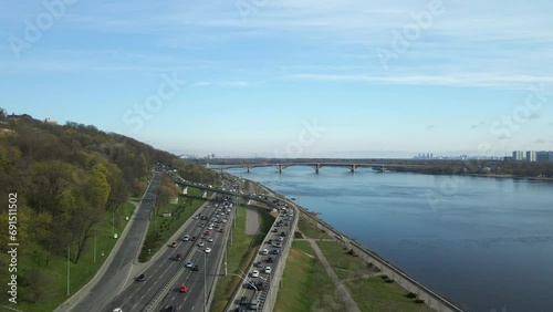 Wallpaper Mural Aerial top view by drone of Kyiv cityscape and Dnieper river in Kiev city, Ukraine. Torontodigital.ca
