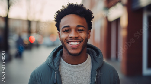 Bright and cheerful portrait of young man with radiant white smile showcasing results of good dental care and teeth whitening, AI Generated
