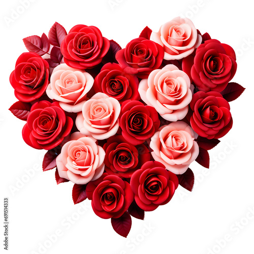 Heart Shaped Roses Isolated on Transparent Background