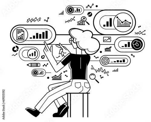 Worker analyzes some data a...