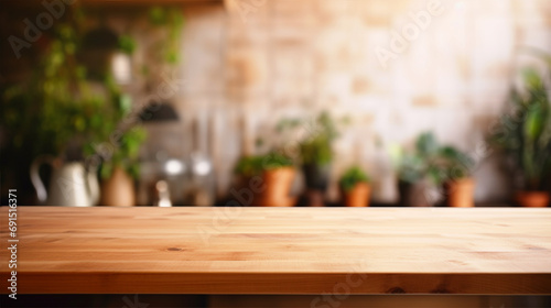 Kitchen wooden tabletop display template - ai generative