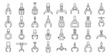 Grabber icons set outline vector. Crane claw game. Machine robotic toy