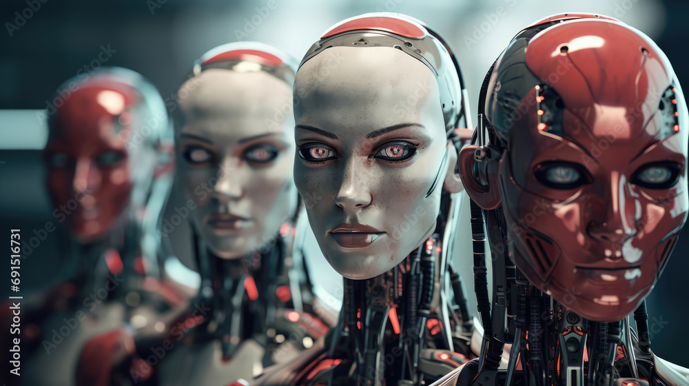 Retro-futuristic robotic assistants in the form of women