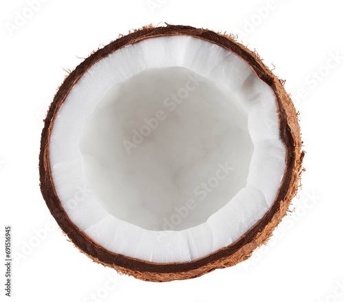 Half of coconut isolated on white background 