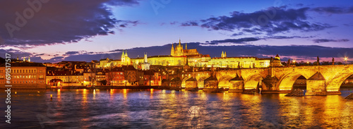 Panorama of Prague in lights, Czechia