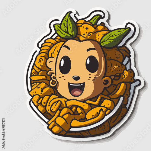 2d vector illustration emoji emote for social media icon for animals child fruit cute character  
